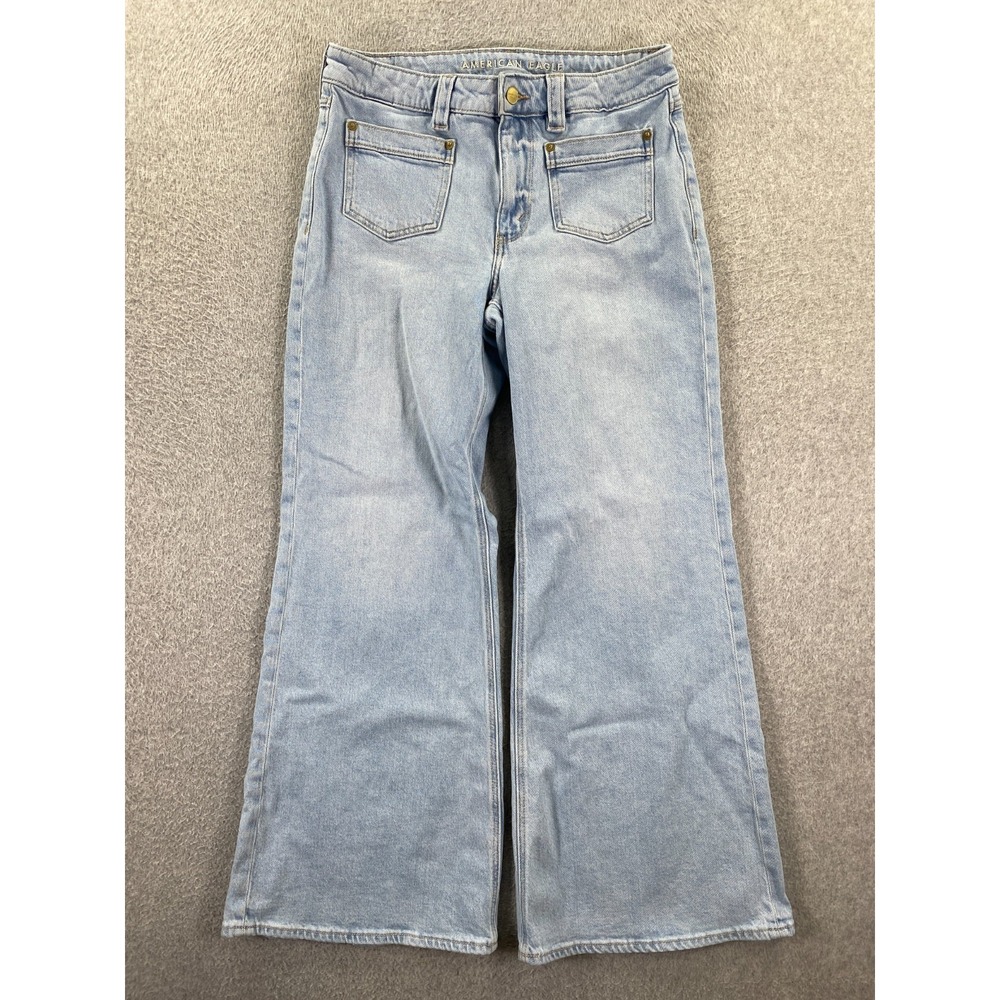 American Eagle Jeans Womens 6 Blue High Rise Artist Flare Light Stretch Denim